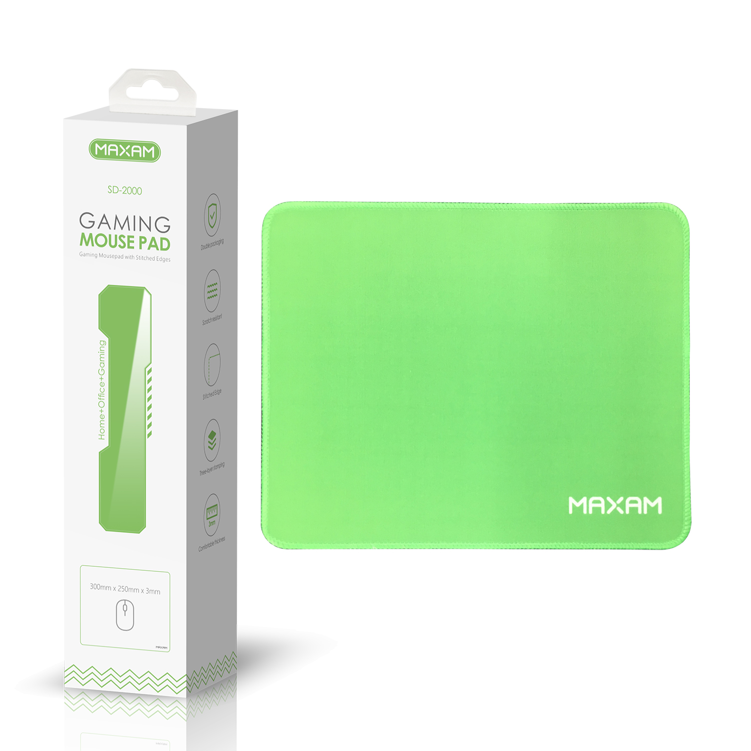 SD2000 Light green Mouse Pad with Stitched Edge 250*300*3mm maxam